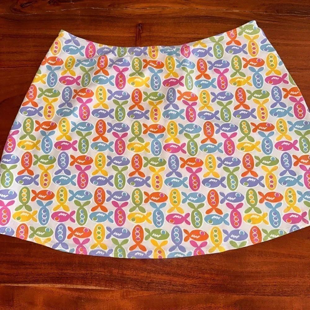 🐟🐡FRESH PRODUCE🐡🐟 Splash Skirt swimsuit cover Fish Beach Swim NWT SZ 10